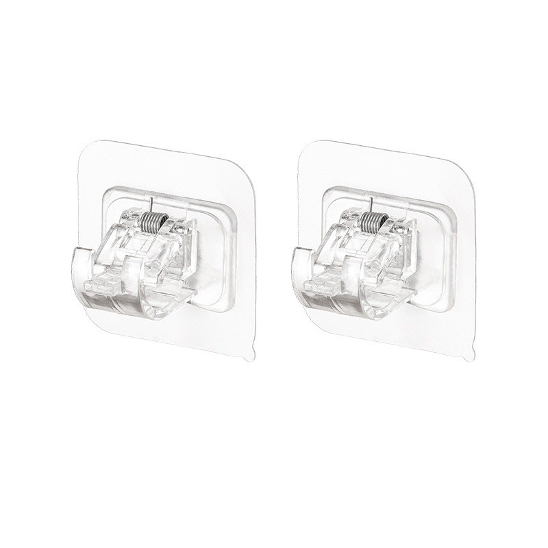 Set 2 Carlige Adezive Transparente, Flippy, Rezistente la Apa, 5 kg, Plastic, 6x6x4 cm