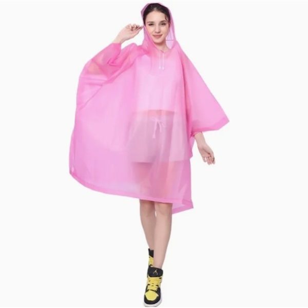 Pelerina de Ploaie, Flippy, pentru Adulti, EVA, Tip Poncho, Impermeabila, Rezistenta la Vant, Capse Laterale, 160 g, Roz