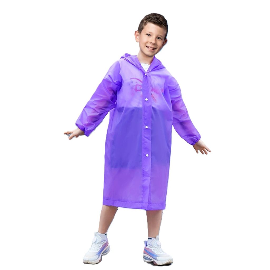 Pelerina de Ploaie, Flippy, pentru Copii 100-145 cm, din EVA, Impermeabila, Inchidere cu Capse, Mov