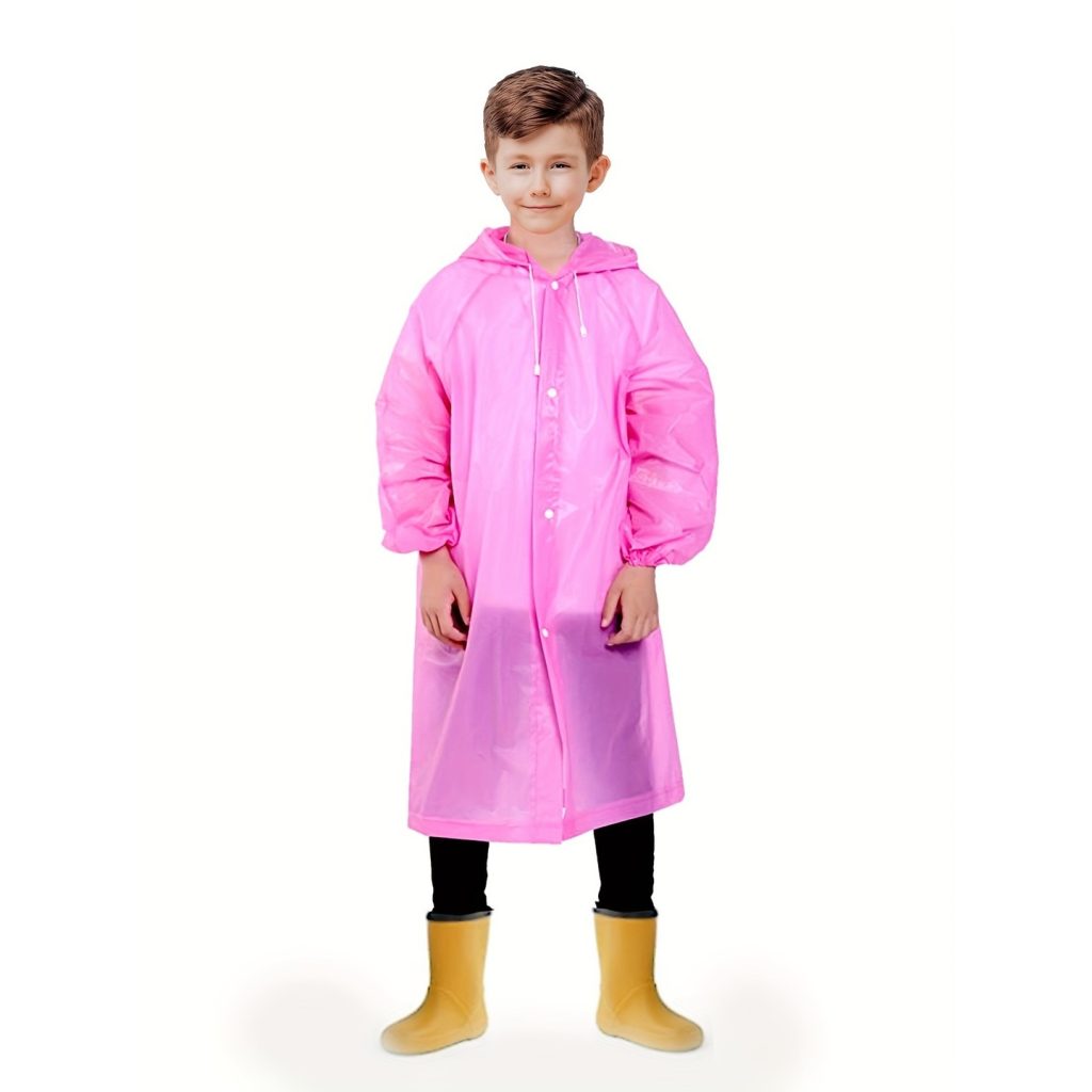 Pelerina de Ploaie, Flippy, pentru Copii 100-145 cm, din EVA, Impermeabila, Inchidere cu Capse, Roz