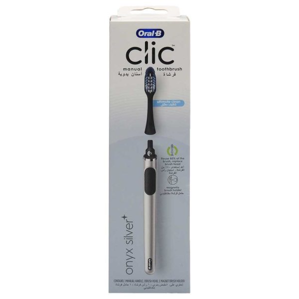 Periuta de Dinti, Oral B, Clic Onyx, Cap Detasabil, Silver