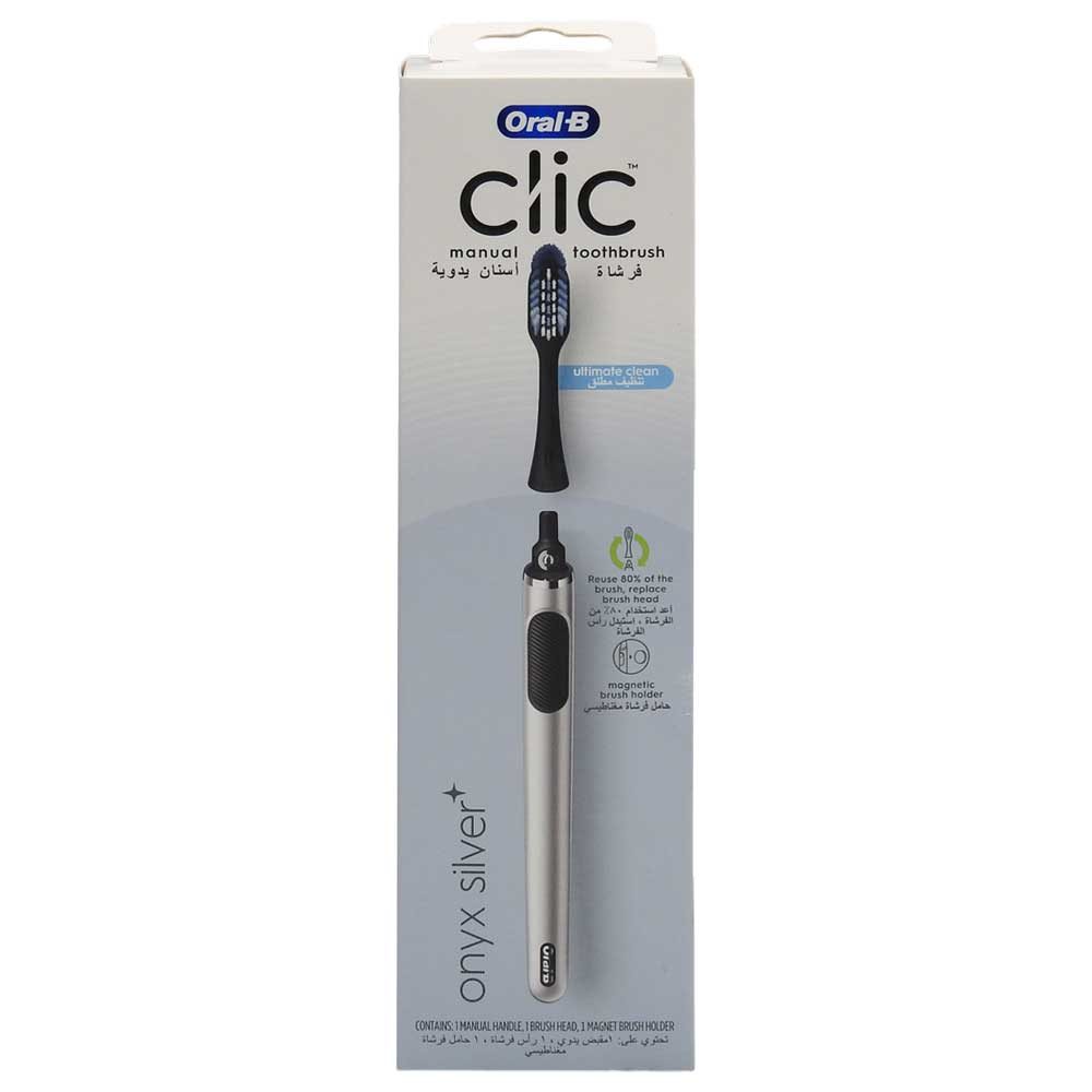 Periuta de Dinti, Oral B, Clic Onyx, Cap Detasabil, Silver