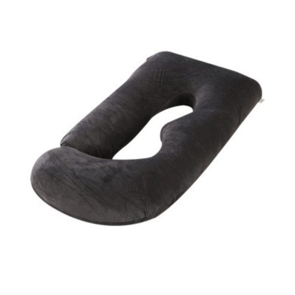 Perna pentru Gravide, Flippy, Perna de Sarcina, Detasabila si Lavabila, Ergonomica Tip J, Captuseala din Poliester, 155 x 75 x 60 cm, Negru