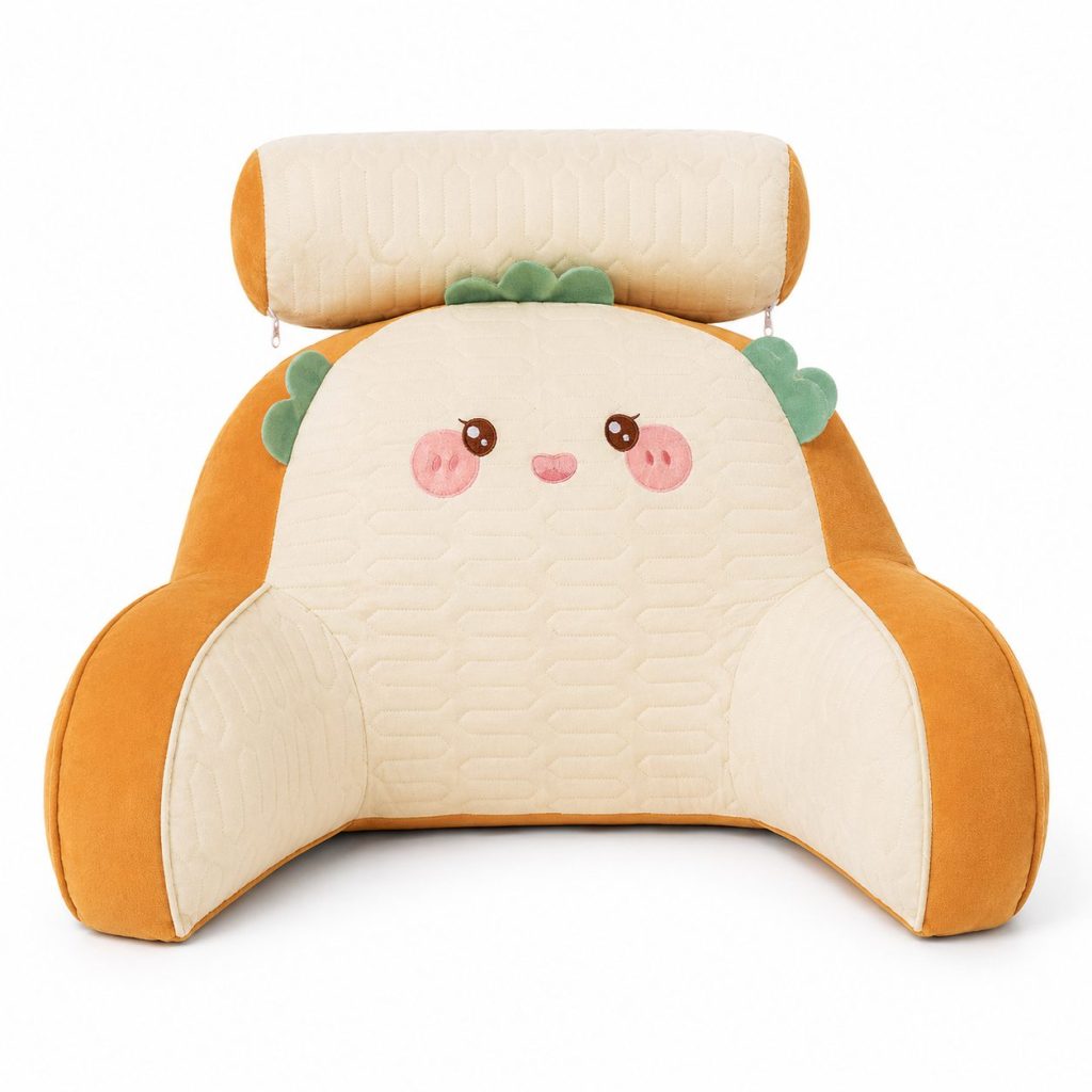 Perna Multifunctionala, Flippy, Spatar pentru Pat, Protectie Lombara, Marime Medie, 60 x 40 cm, din Latex, Model Burger, Maro