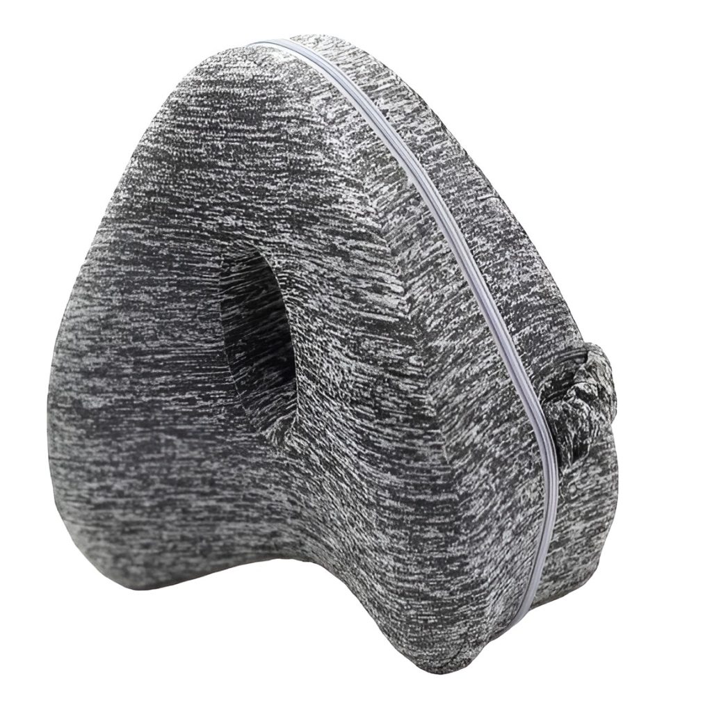 Perna Ortopedica pentru Picioare, Flippy, Multifunctionala, Confortabilă, in Forma de Inima, Spuma cu Memorie, Curea Anti-cadere, 25x23x13 cm, Gri