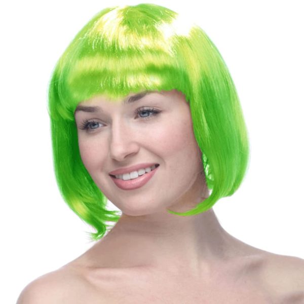 Peruca Cosplay, Flippy, Tunsoare Bob cu Breton, pentru Carnaval, Halloween, Petreceri Tematice, din PET, Marime Universala, Verde