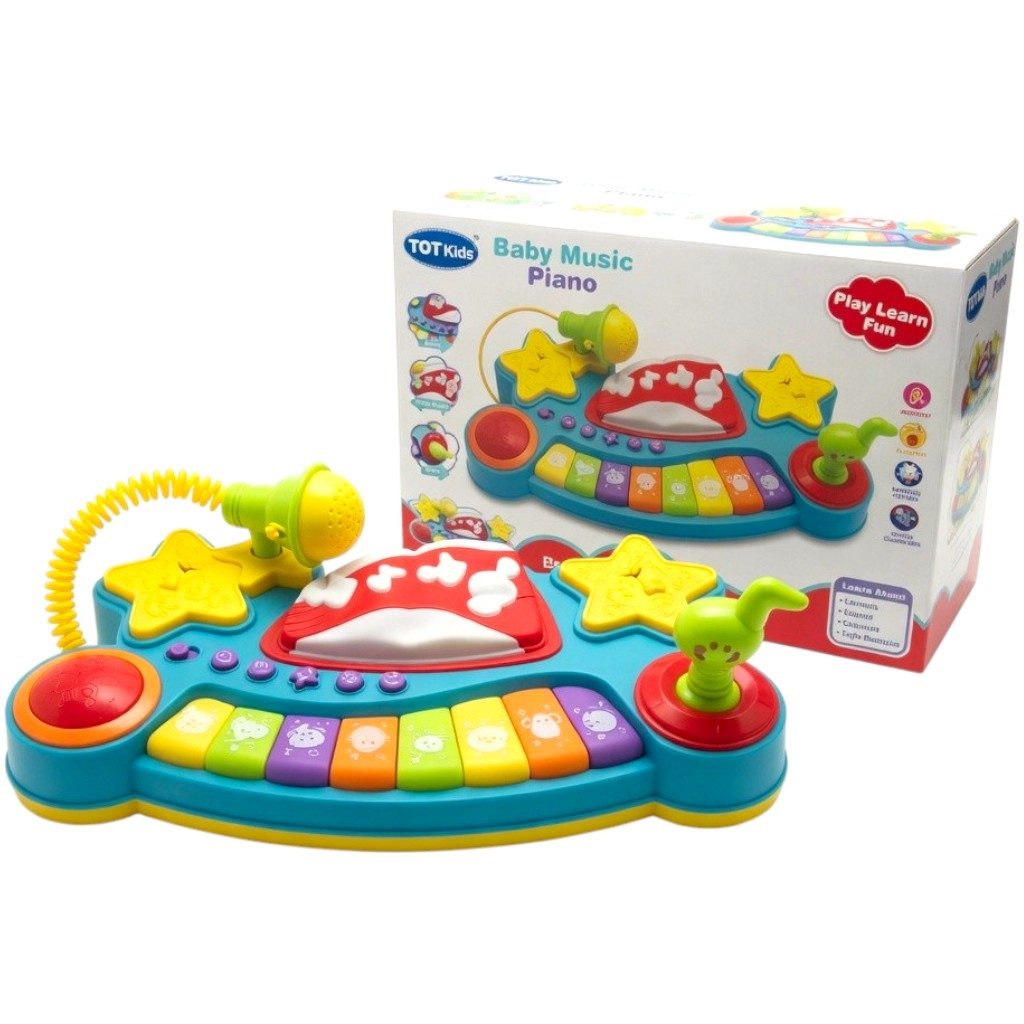 Pian Muzical Interactiv Pentru Copii Cu Taste Colorate Si Butoane, Jucarie Cu Sunete Si Melodii Pentru Bebelusi, Orga Copii Cu Lumini Si Activitati Muzicale, Jucarie Educativa Multicolora Pentru Joaca Copii 18+ Luni