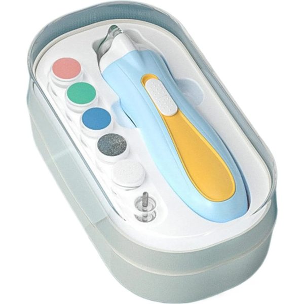 Pila Electrica, Flippy, pentru Copii si Bebelusi, din ABS, 6 Accesorii, cu Lumina LED, 9.5 x 6 x 17 cm, Albastru/Portocaliu