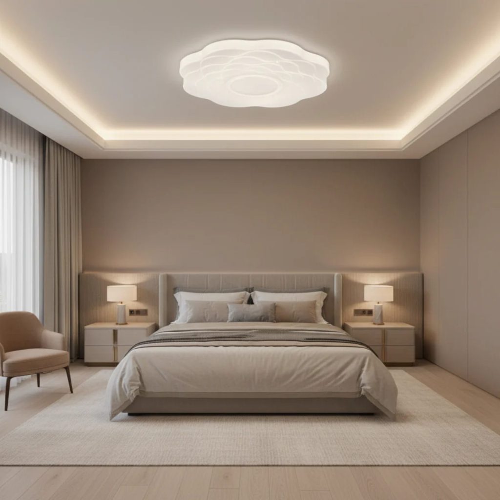 Plafoniera LED Floare 23 cm, 22W, 3000K / 4000K / 6000K, Alb, Metal si Acril
