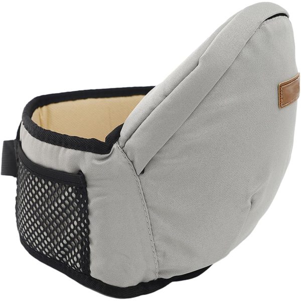 Port-Bebe Ergonomic Ajustabil cu Scaun, 3 Pozitii, Bumbac Respirabil, pentru Copii 0-3 Ani, 20 kg Maxim, 25 x 22 x 18 cm, Gri