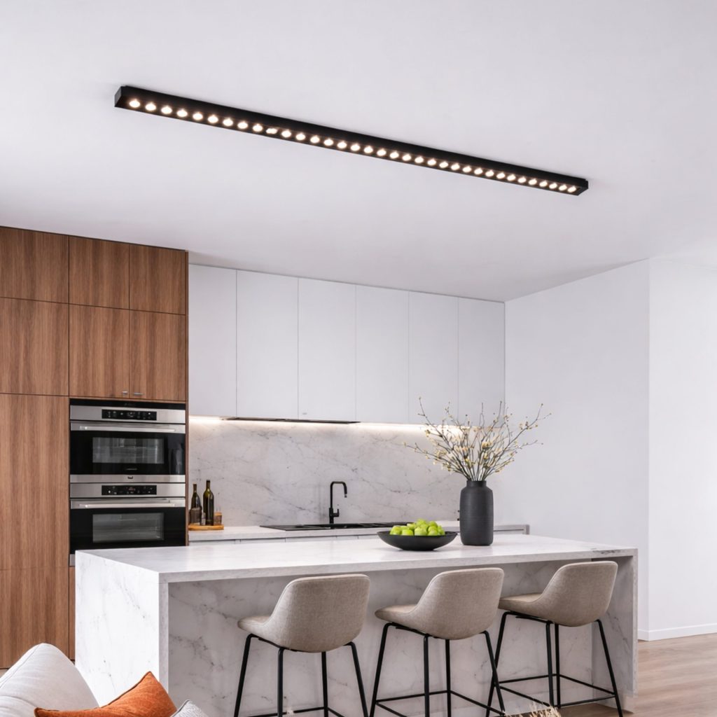Proiector LED Liniar Aplicat Grila 48W, Lumina Neutra 4000k, 45 surse, 1.2 metri