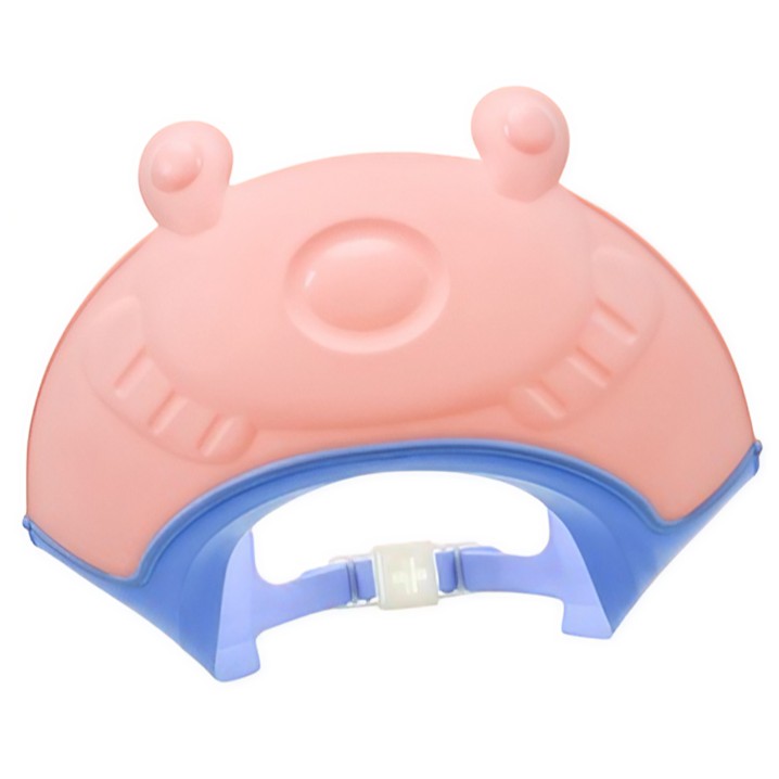 Viziera de Protectie Baie Pentru Copii, Fippy, Model Broasca, Dimensiune ajustabila, Durabil, Usor de curatat, Impotriva Samponului, pentru Ochi si Urechi, TPE+PP, 24x23 cm, Roz