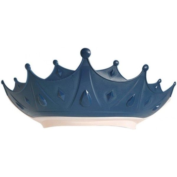Viziera de Protectie Baie Pentru Copii, Fippy, Model Coroana, Dimensiune ajustabila, Durabil, Usor de curatat, Impotriva Samponului, pentru Ochi si Urechi, TPE+PP, 15x13 cm, Albastru Inchis