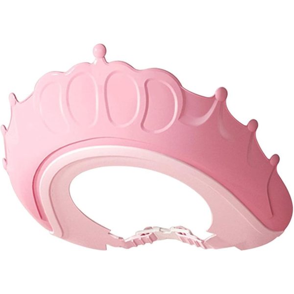 Viziera de Protectie Baie Pentru Copii, Fippy, Model Coronita, Dimensiune ajustabila, Durabil, Usor de curatat, Impotriva Samponului, pentru Ochi si Urechi, TPE+PP, 24x22 cm, Roz