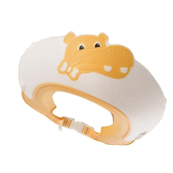 Viziera de Protectie Baie Pentru Copii, Fippy, Model Hipopotam, Dimensiune ajustabila, Durabil, Usor de curatat, Impotriva Samponului, pentru Ochi si Urechi, TPE+PP, 22x21 cm, Galben