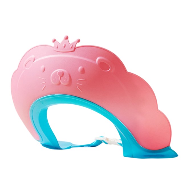 Viziera de Protectie Baie Pentru Copii, Fippy, Model Coronita Leu, Dimensiune ajustabila, Durabil, Usor de curatat, Impotriva Samponului, pentru Ochi si Urechi, TPE+PP, 21x20.5 cm, Roz