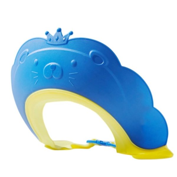 Viziera de Protectie Baie Pentru Copii, Fippy, Model Coronita Leu, Dimensiune ajustabila, Durabil, Usor de curatat, Impotriva Samponului, pentru Ochi si Urechi, TPE+PP, 21x20.5 cm, Albastru