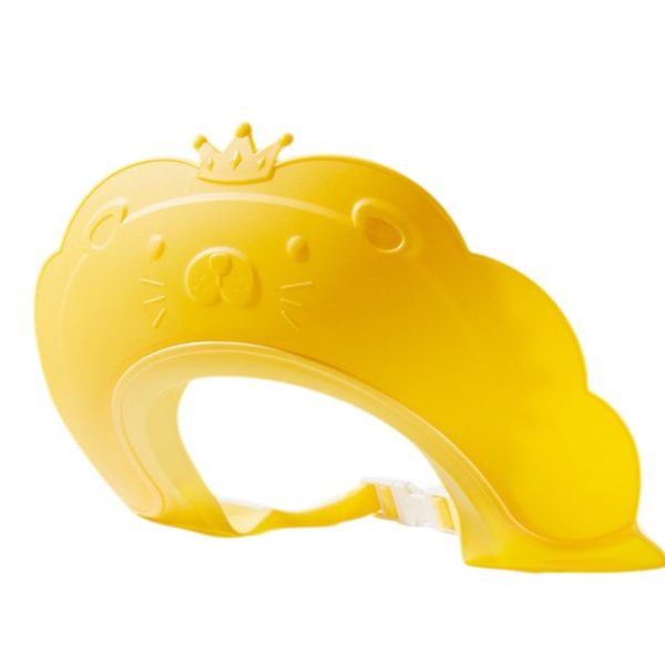 Viziera de Protectie Baie Pentru Copii, Fippy, Model Coronita Leu, Dimensiune ajustabila, Durabil, Usor de curatat, Impotriva Samponului, pentru Ochi si Urechi, TPE+PP, 21x20.5 cm, Galben