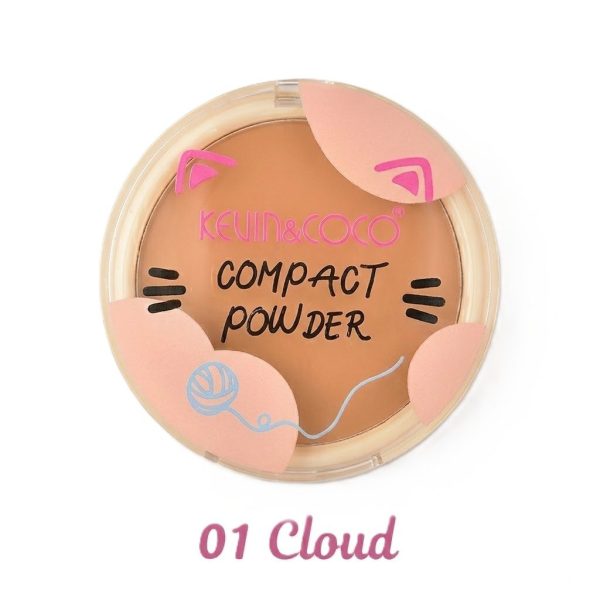 Pudra compacta, Kevin&Coco, 7.2x7.2x1.3cm, Maro, Nuanta 01 Cloud