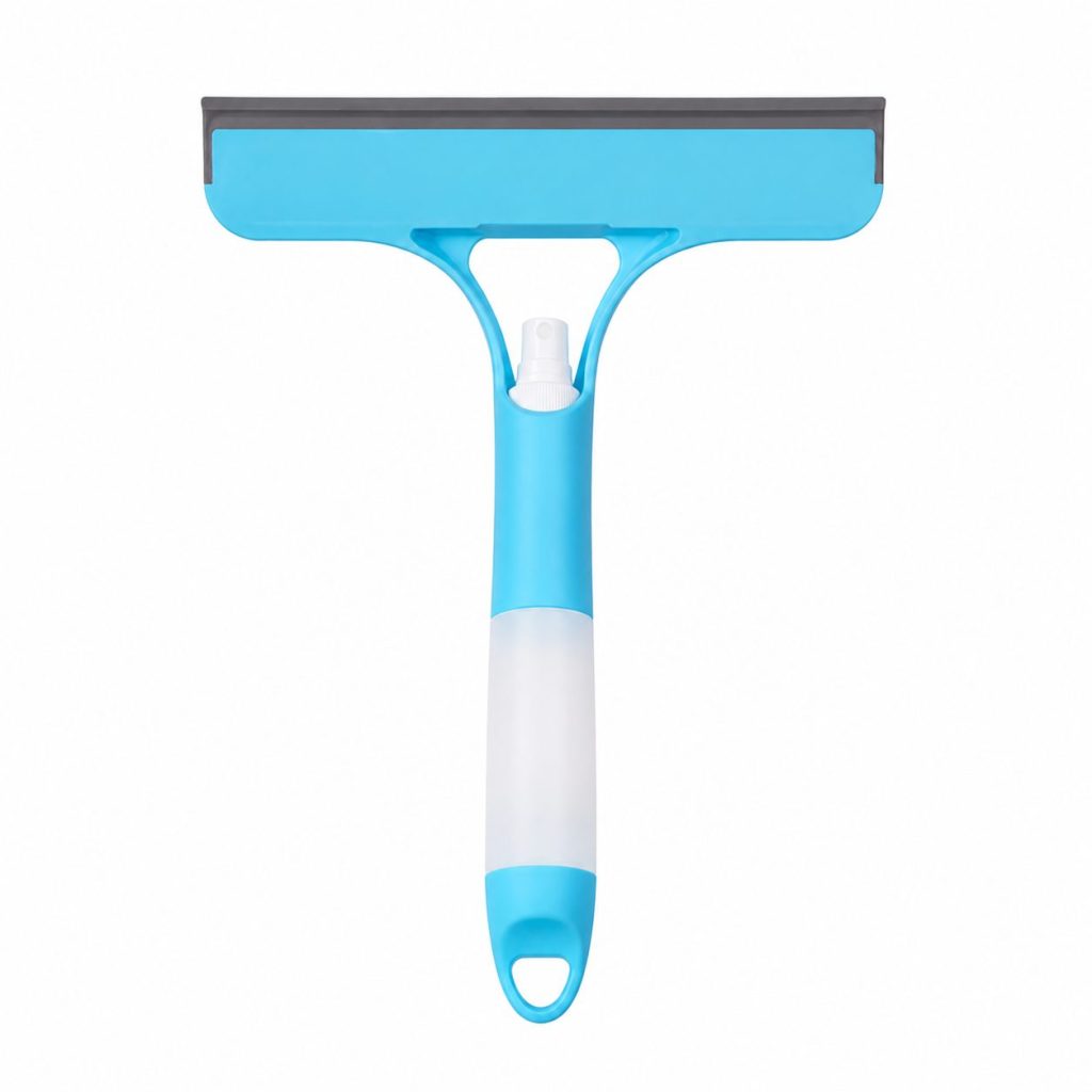 Racleta de Curatare 3 in 1, Flippy, Multifunctional, Pentru Casa si Masina, Pulverizator de Spray, Racleta din Silicon si Burete, 21.5 x 25.7 cm, Albastru