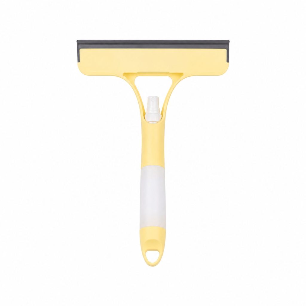 Racleta de Curatare 3 in 1, Flippy, Multifunctional, Pentru Casa si Masina, Pulverizator de Spray, Racleta din Silicon si Burete, 21.5 x 25.7 cm, Galben