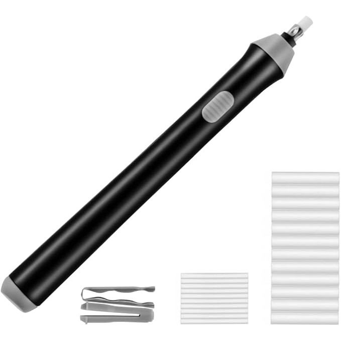 Radiera Electrica, Flippy, pentru Schite si Arta, Grosime Varf 3 mm/5 mm, Baterii 2 x AA (neincluse), din ABS, Negru