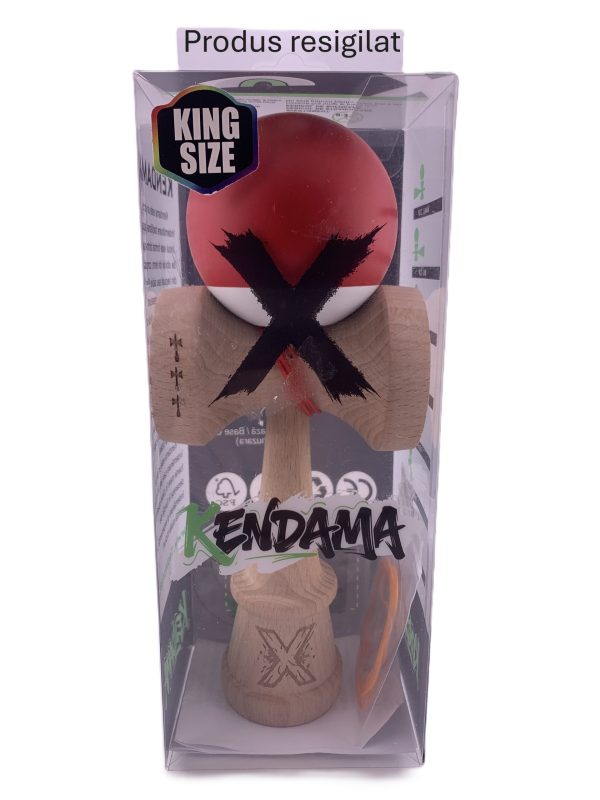 RESIGILAT - Kendama X Originala, Profesionala, Flippy, Rubber Grip, Cupe Mari KING SIZE V3, Gaura in Baza, Rulment Metalic, din lemn 18 cm, Ata 62/65
