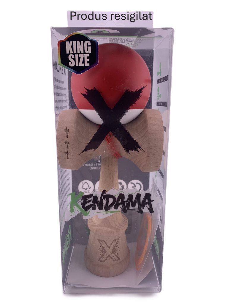 RESIGILAT - Kendama X Originala, Profesionala, Flippy, Rubber Grip, Cupe Mari KING SIZE V3, Gaura in Baza, Rulment Metalic, din lemn 18 cm, Ata 62/65