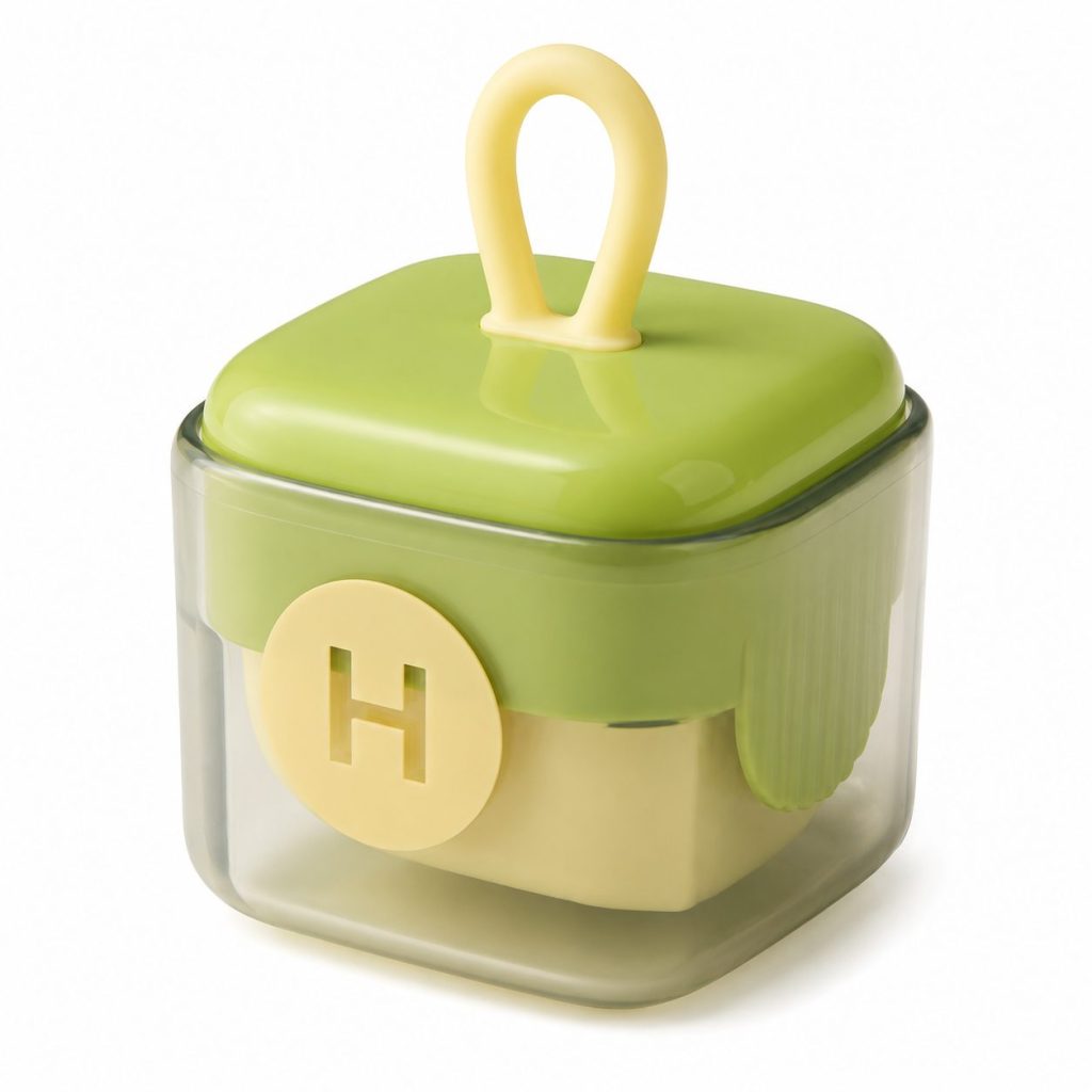 Rola pentru scame, Flippy, Indreptator de Scame Laviabila, forma de Cub din plastic, Portabil si Dragut 6 x 4.3 x 4.3 cm, Verde Matcha