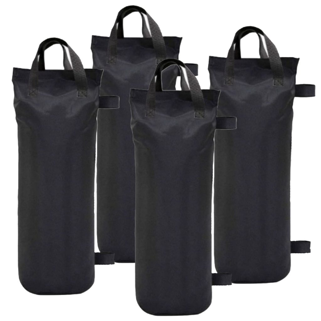 Saci de Ancorare Cort/Pavilion, Flippy, Set 4 Bucati cu un Buzunar,  Saci pentru Fixare Pavilion, 45 x 20 x 20 cm, Negru