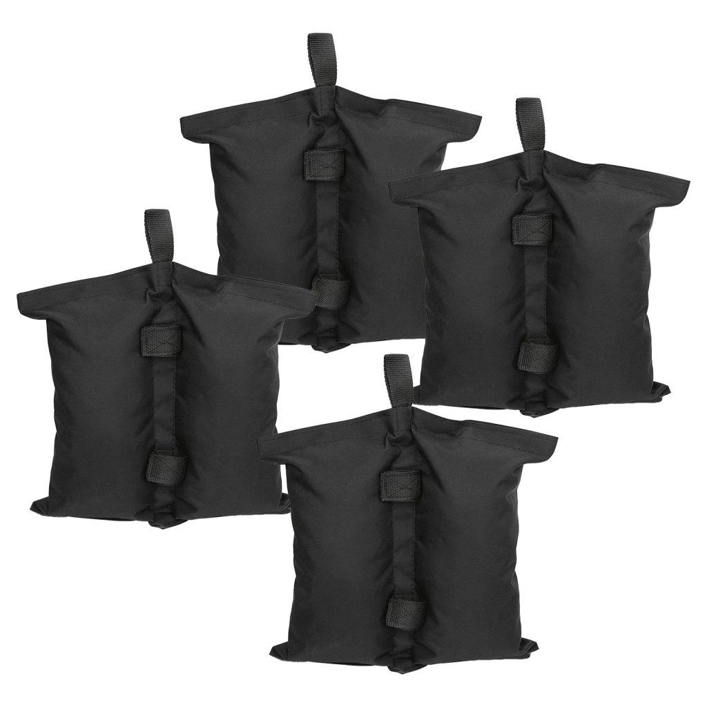 Saci de Ancorare Cort/Pavilion, Flippy, Set 4 Bucati, Saci cu 2 Buzunare pentru Stabilizarea Cortului, 48 x 35 cm, Negru