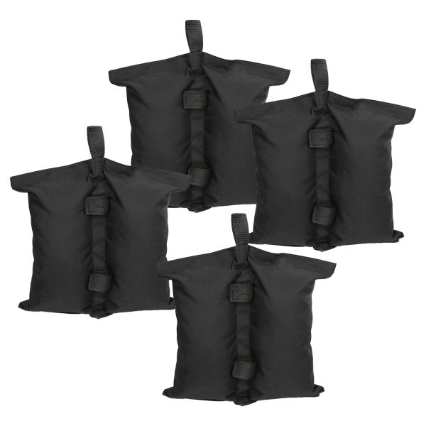 Saci de Ancorare Cort/Pavilion, Flippy, Set 4 Bucati, Saci cu 2 Buzunare pentru Stabilizarea Cortului, 48 x 35 cm, Negru