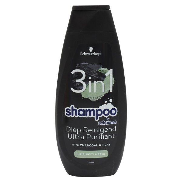 Sampon 3 in 1, Schauma, 400 ml, for Men, Deep Cleansing Charcoal