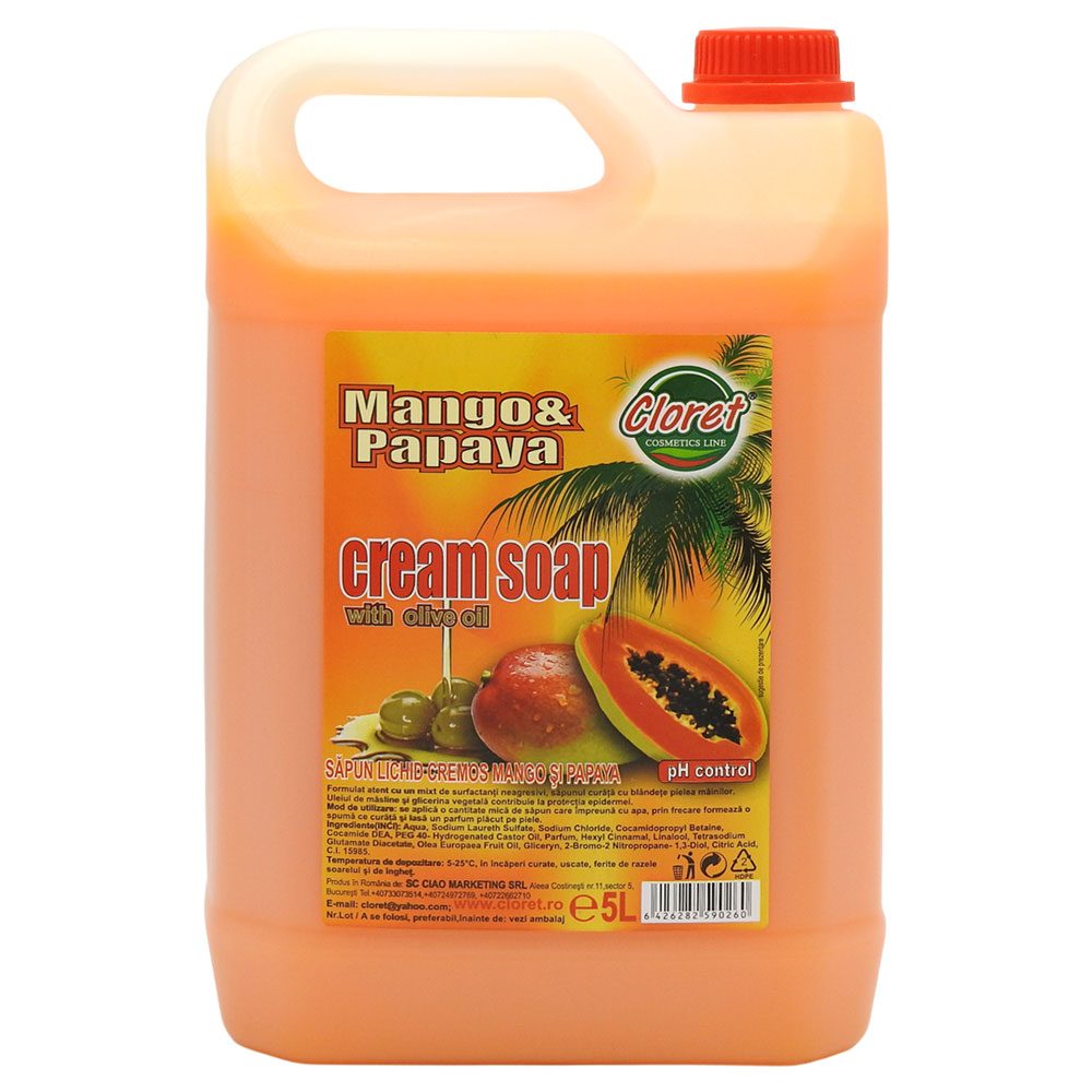 Sapun Lichid, Cloret, 5 L Cremos Mango Papaya