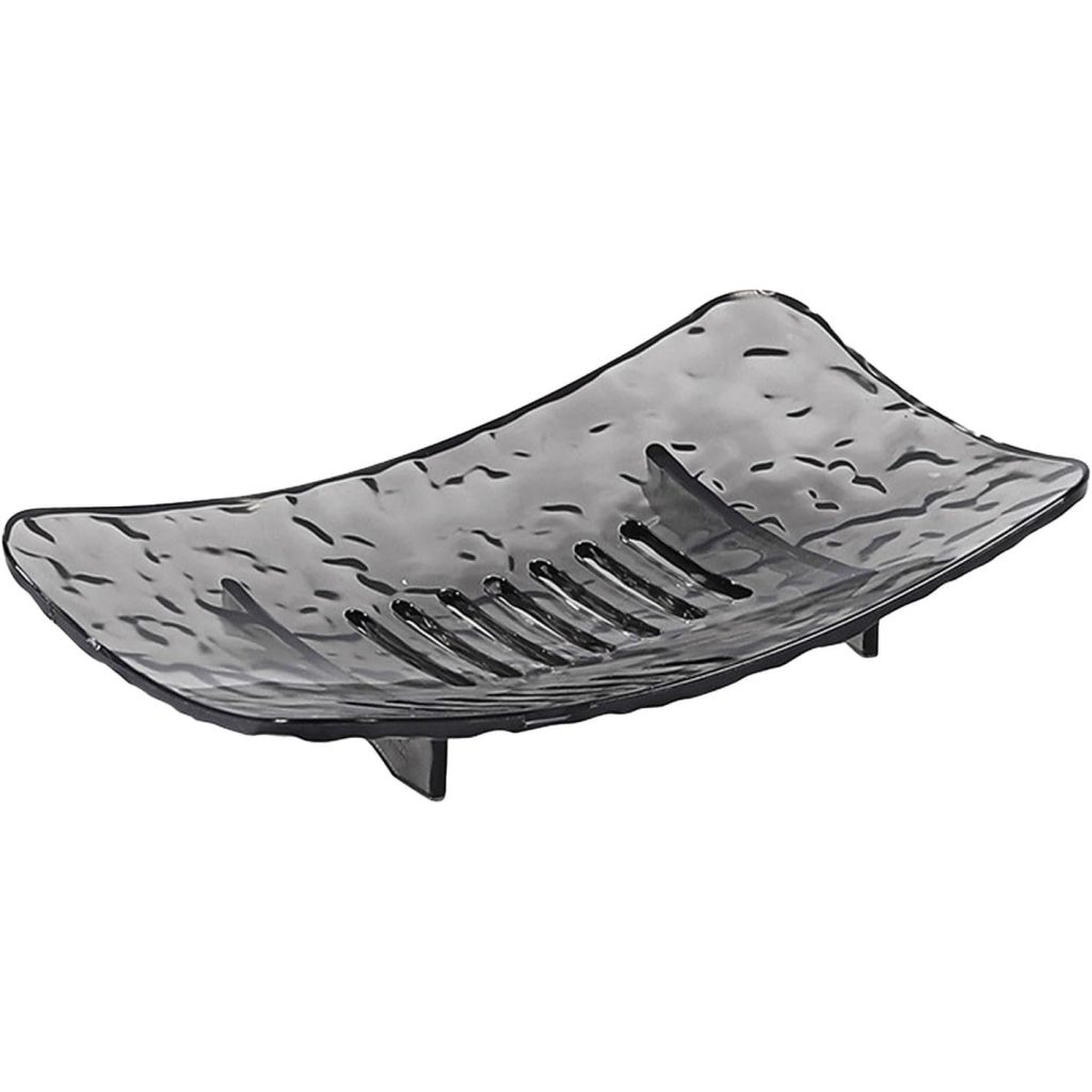 Savoniera din Plastic Flippy, 11 x 8 cm, cu Scurgere Apa, Design Modern, Gri