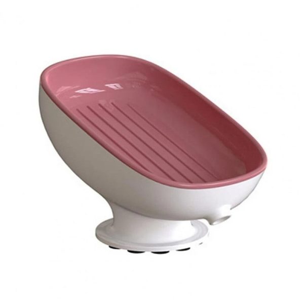 Savoniera din Plastic, Flippy, cu Ventuza, Design Modern, Roz