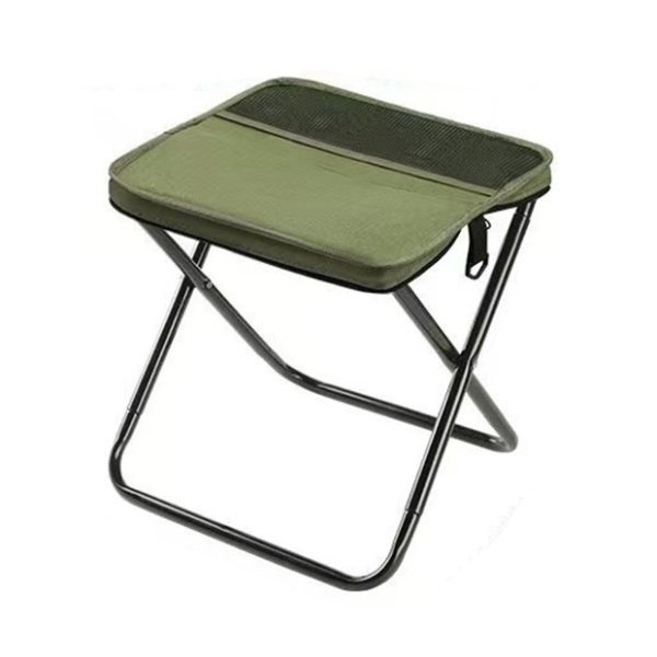 Scaun Taburet Pliabil pentru Camping, Flippy, pentru Adulti, Scaun Portabil, Pescuit, din Panza Oxford si Cadru Metalic, Mare 31 x 29 x 25 cm, Verde