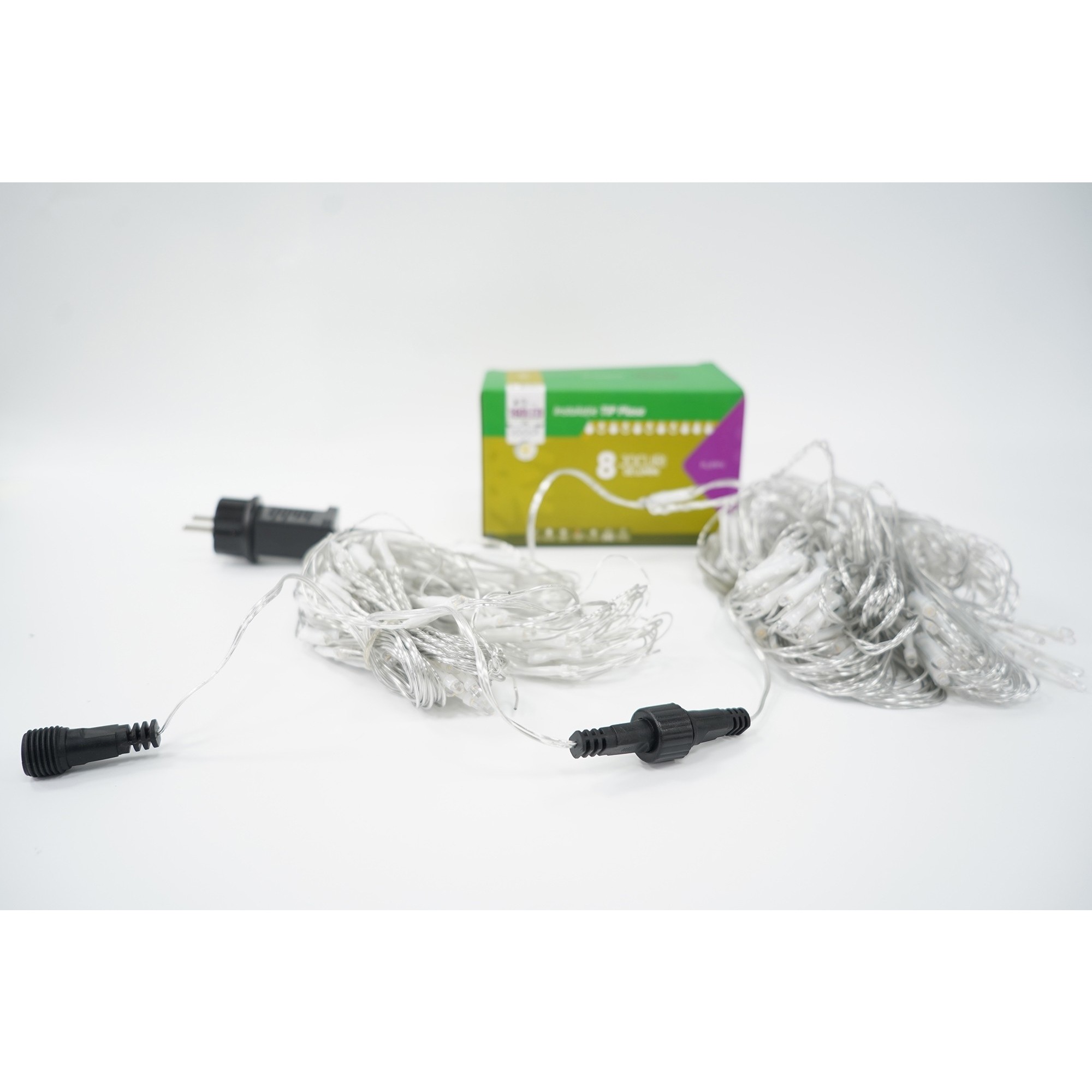 Sectiune Instalatie de Craciun Flippy, Tip Plasa, 160 LED-uri, 2 m x 2 m, 8 jocuri de lumini, Interconectabila, Fir transparent, Alb cald - Image 4