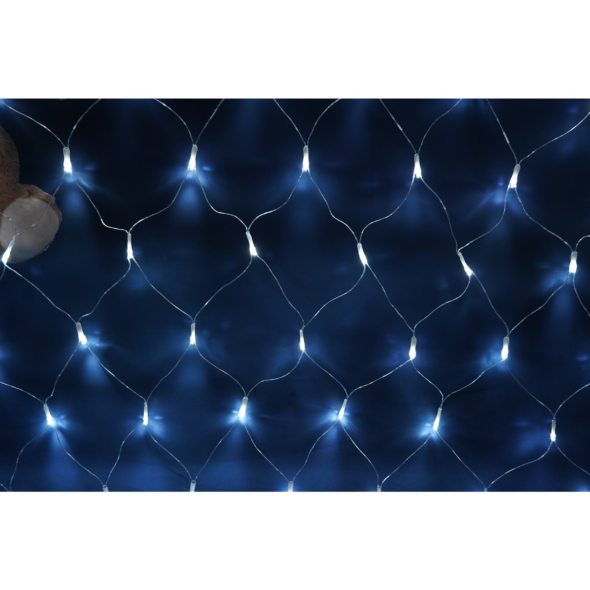 Sectiune Instalatie de Craciun Flippy, Tip Plasa, 320 LED-uri, 3 m x 3 m, 8 jocuri de lumini, Interconectabila, Fir transparent, Alb rece - Image 3