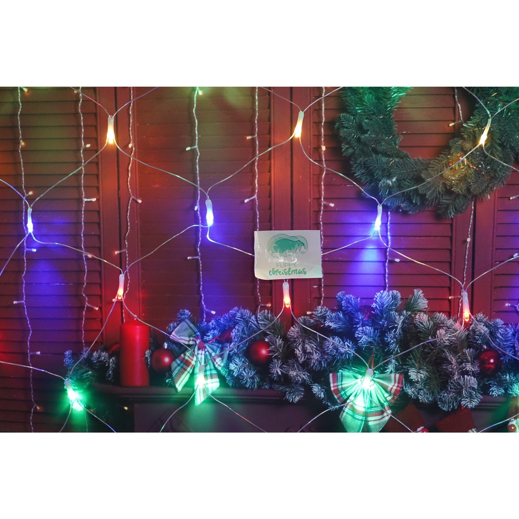 Sectiune Instalatie de Craciun Flippy, Tip Plasa, 80 LED-uri, 2 m x 1 m, 8 jocuri de lumini, Interconectabila, Fir transparent, Multicolor - Image 2