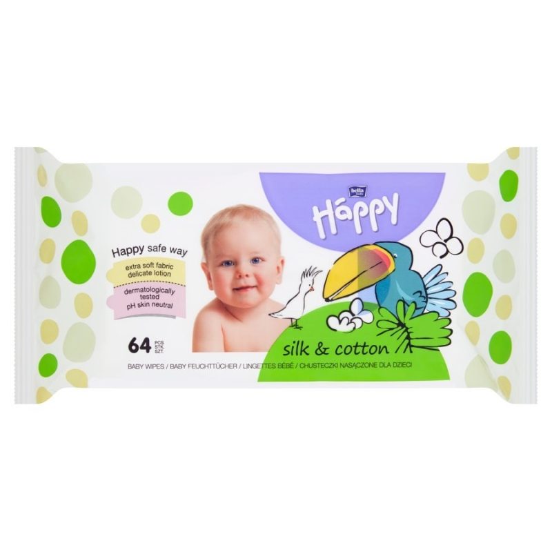 Servetele Umede, Happy, 64 buc Silk si Cotton