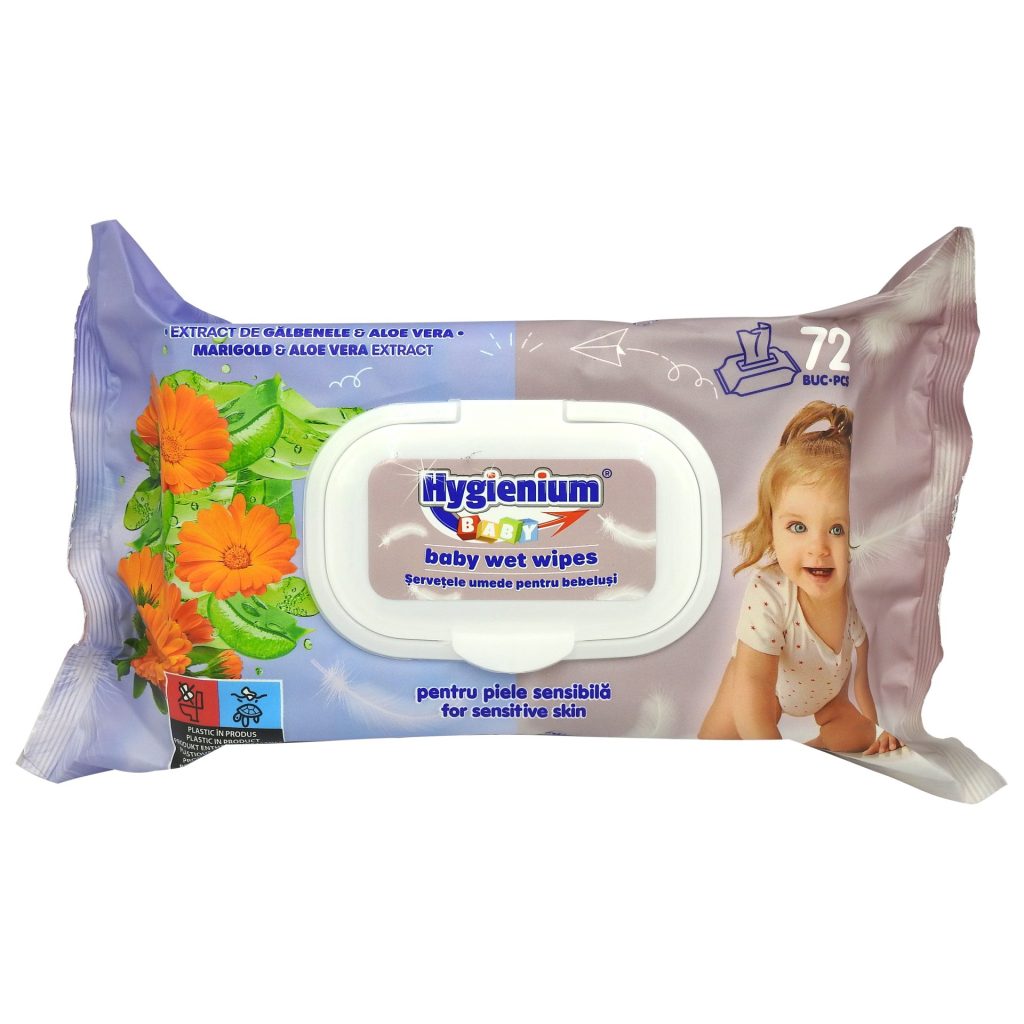 Servetele Umede, Hygienium, Baby 72 buc Galbenele si Aloe Vera