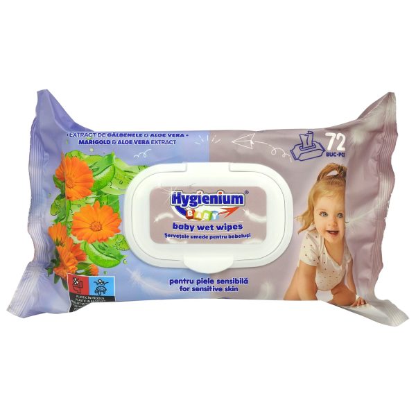 Servetele Umede, Hygienium, Baby 72 buc Galbenele si Aloe Vera