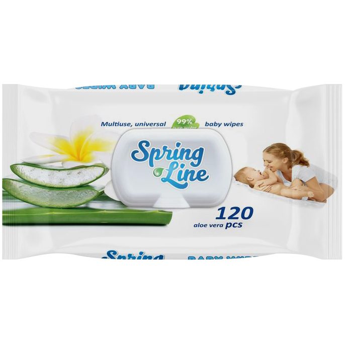Servetele Umede, Spring Line,  cu Aloe Vera, 120 buc