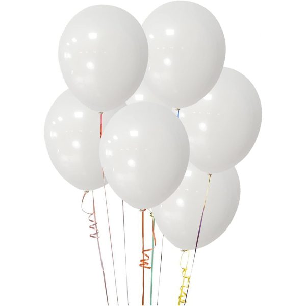 Set 10 Baloane din Latex, Flippy, Model Party, 23 cm, Albe, 2.2 g