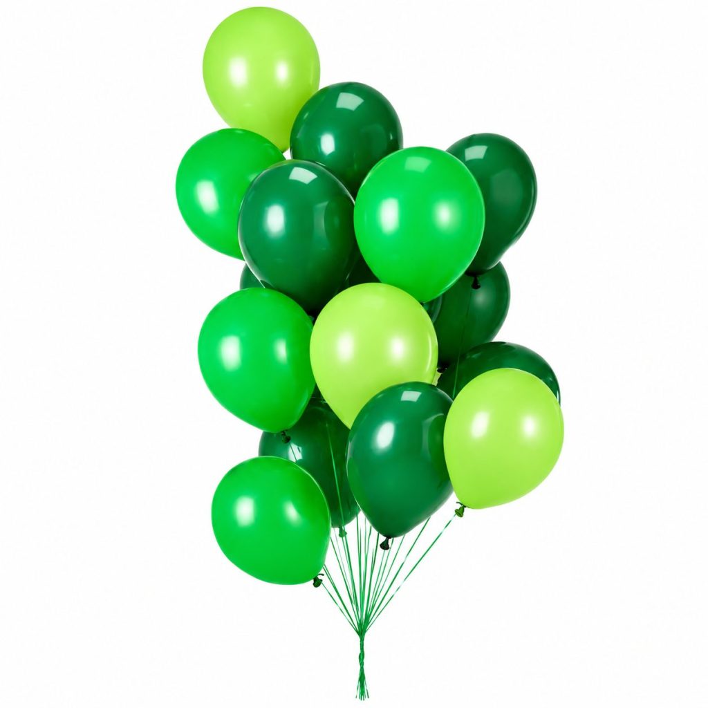 Set 10 Baloane din Latex, Flippy, Model Party, 30 cm, Verde Diferite Nuante, 2.8 g