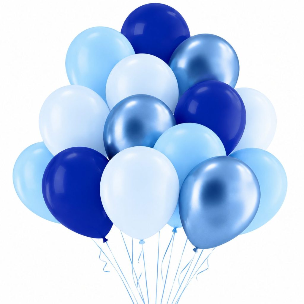 Set 10 Baloane din Latex, Flippy, Model Party, Albastru Diferite Nuante, 30 cm, 2.8 g