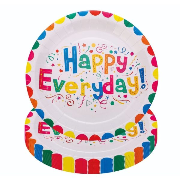 Set 10 Farfurii Happy Everyday, Flippy, 23 cm, din Hartie 300 g, Multicolor