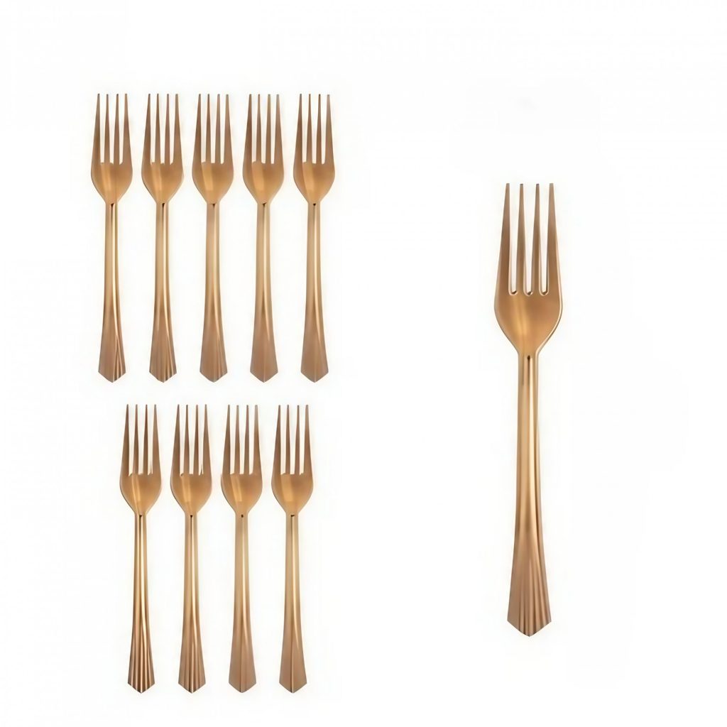 Set 10 Furculite de Unica Folosinta, Flippy, Plastic, 15.5 x 2.5 cm, Bronz