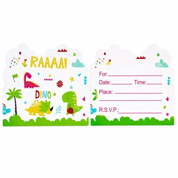 Set 10 Invitatii pentru Petrecere, Flippy, Colectia Dino Park, 11 x 14 cm, din Carton, Multicolor